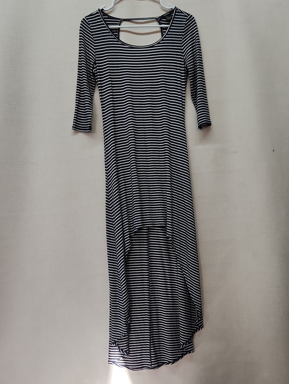Striped Black and White High-Low Maxi Dress
